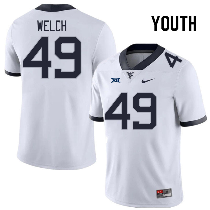Youth #49 Austin Welch West Virginia Mountaineers College Football Jerseys Stitched Sale-White